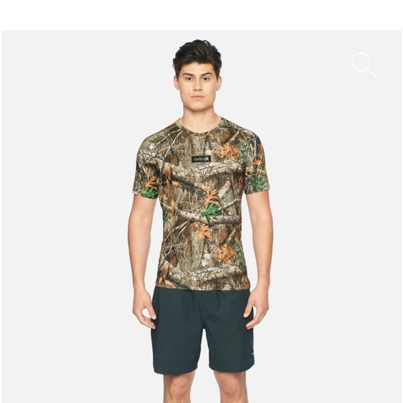 🆕WT🚻Real Tree🎄Camouflage HURLEY♓Rashguard💦 UPF 50+,Unisex Small - Picture 2 of 7